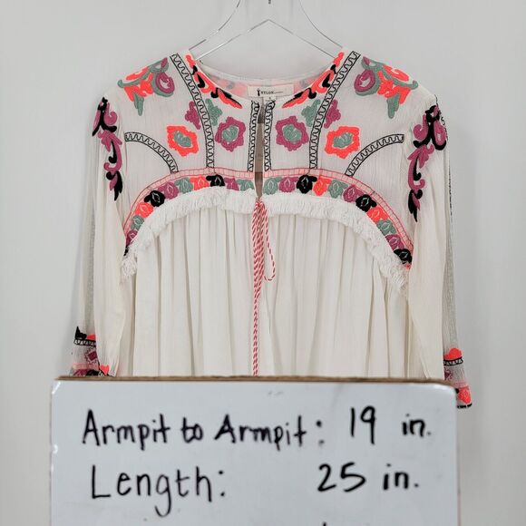 Nylon Apparel Swing Top Women's Small Open Front Embroidered Floral - Picture 15 of 15